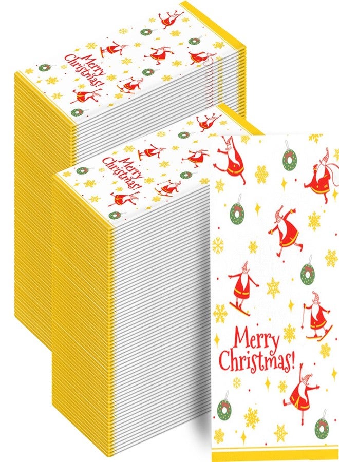 Bribay 200 Pcs Christmas Napkins Paper Towels Disposable Guest Hand Towels 3 Ply, Red Santa Claus Xmas Decorative Paper Napkins for Bathroom Holiday Cocktail Dinner Party Decor - Image 1